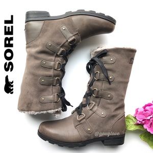 SOREL Brown Emelie Lace Up Leather Boots